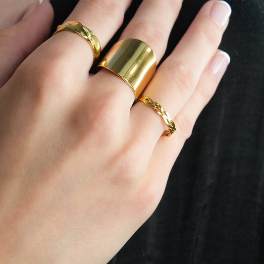 ELIOTT Gold: Cross Over Weave Pattern Band Ring
