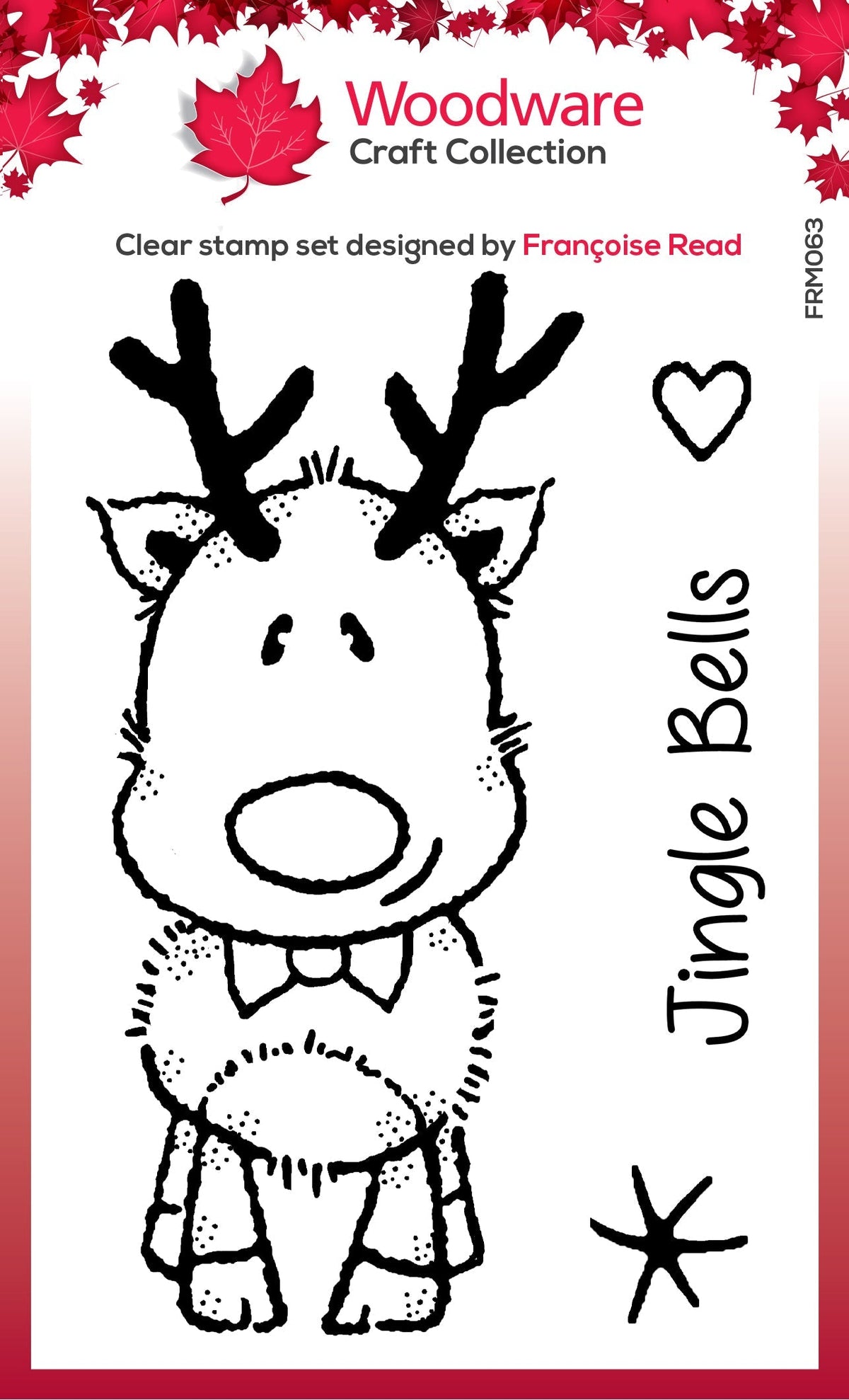 Woodware Clear Singles Mini Rudolph 3 in x 4 in Stamp