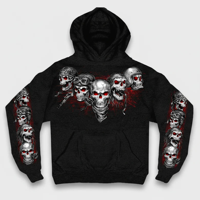 Men's Five Skull Zip Up Hoodie