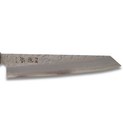 Ginrei Silver 3-Layer Nashiji Kiritsuke Gyuto Knife Olive Wood Handle