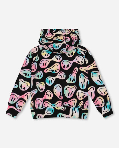 Pullover Fleece Hoodie Smiley Face Girl