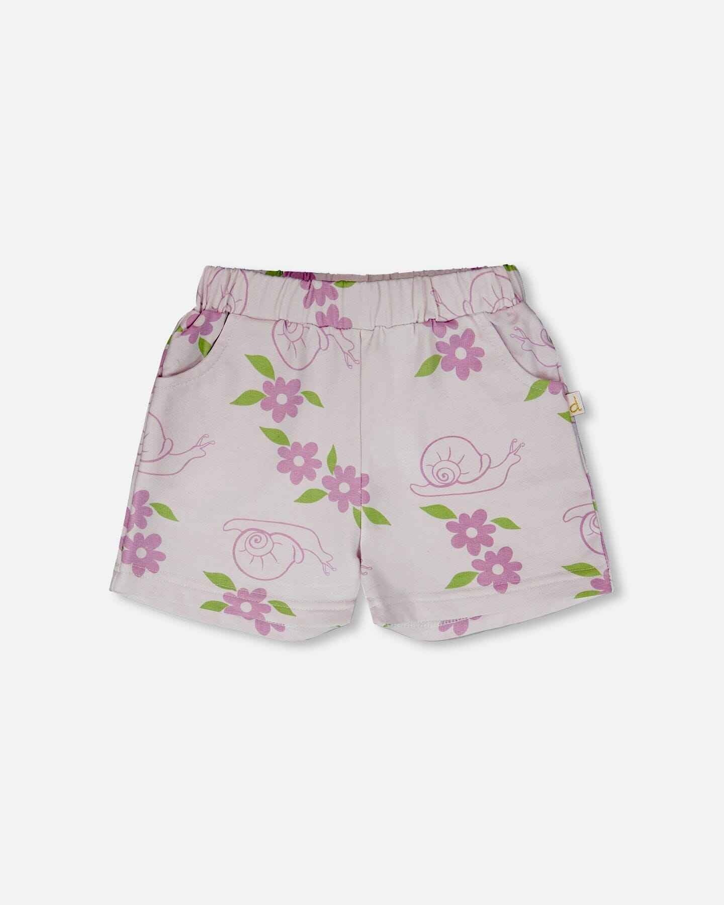 French Terry Shorts Lilac Snails Print