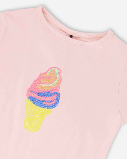 Organic Cotton Jersey Ice Cream T-Shirt Pink