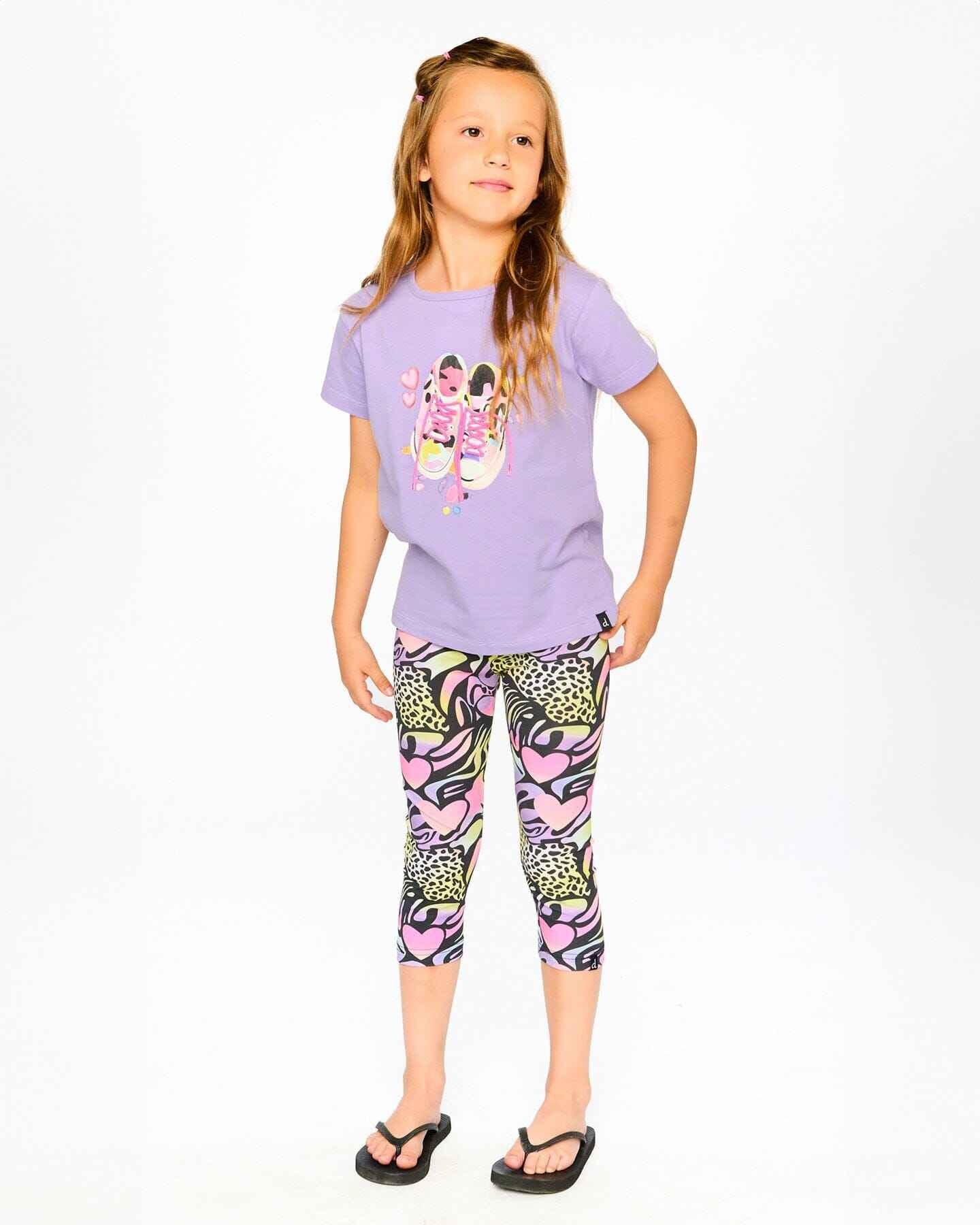 Organic Cotton Jersey Capri Black Printed Multicolor