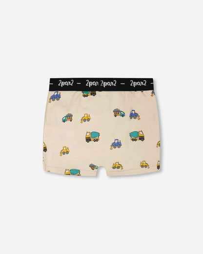 Organic Cotton Boxer Beige Truck Print