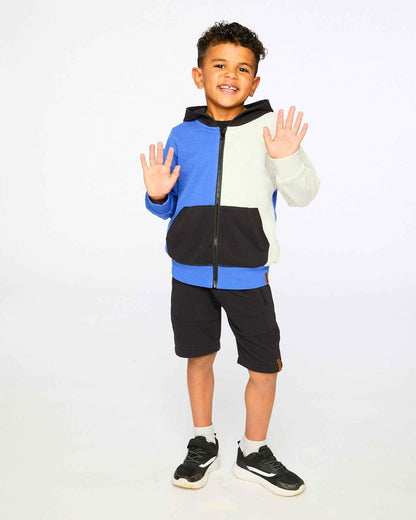 Hooded French Terry Cardigan Royal Blue