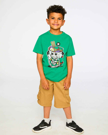 Organic Cotton Jersey T-Shirt With Print Green