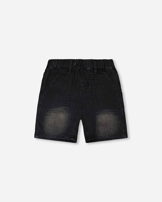 French Terry Grey Denim Shorts