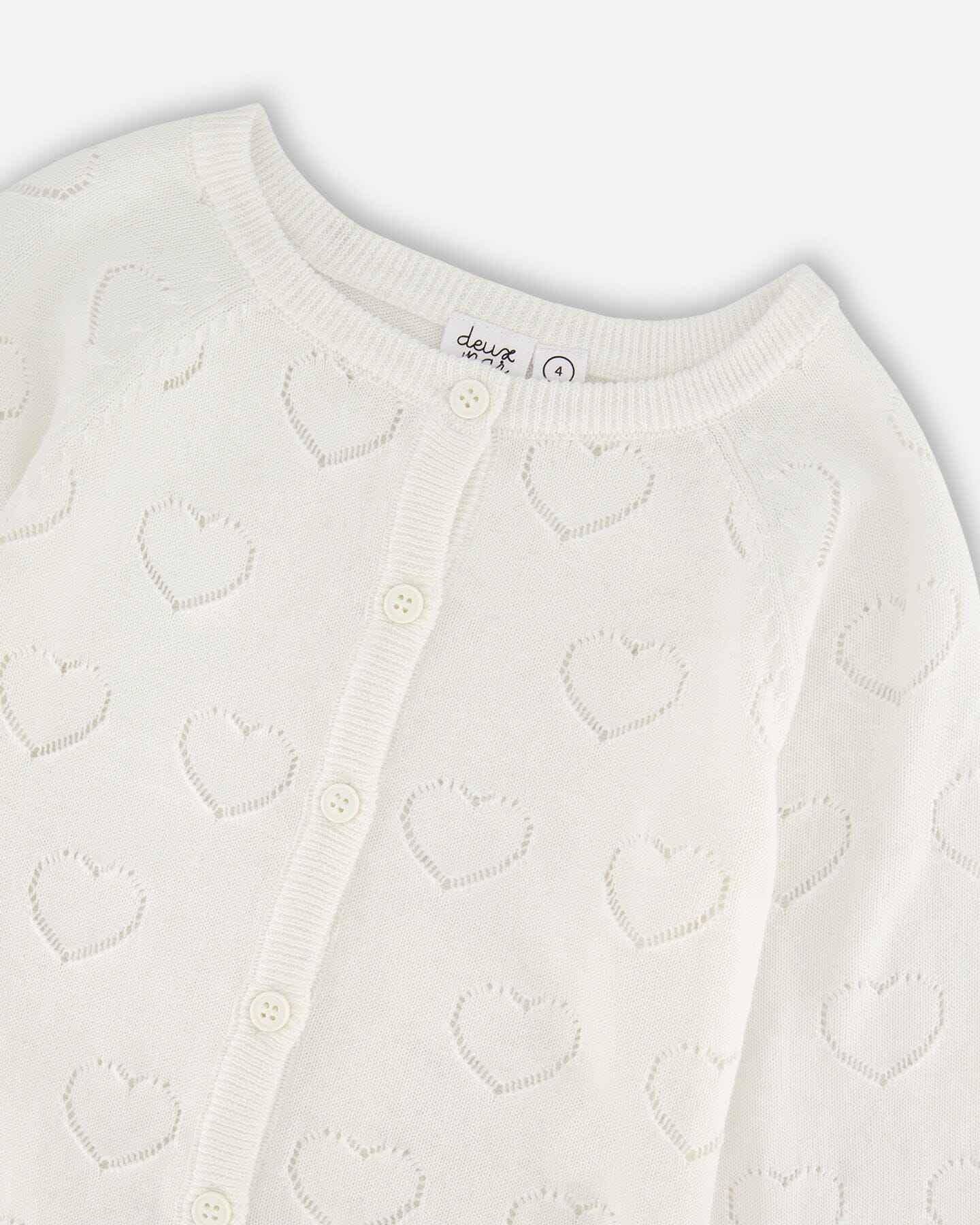 Pointelle Knit Cardigan Off-White