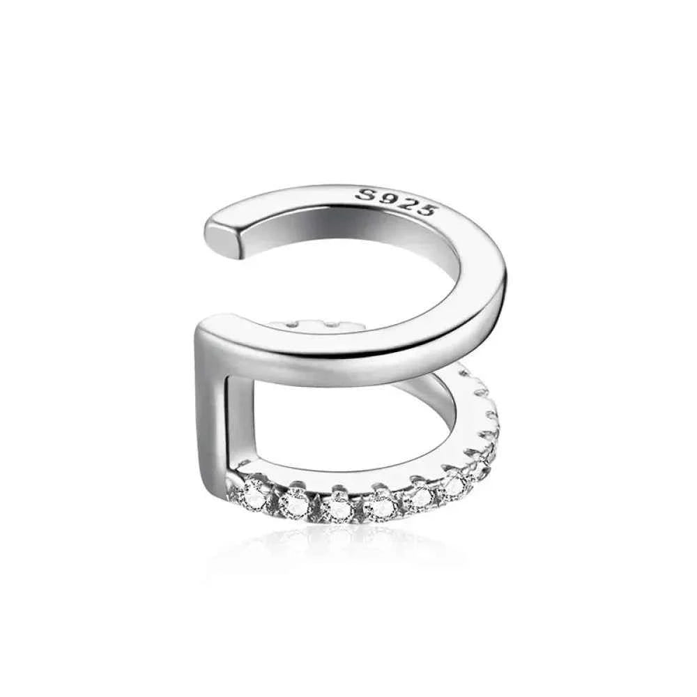 925 Sterling Silver Ear Cuff - Elegant Gold Color Clip Earrings For Women