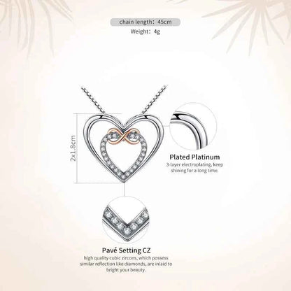 Entwined Hearts: Sterling Silver Infinity Necklace With Double Hearts