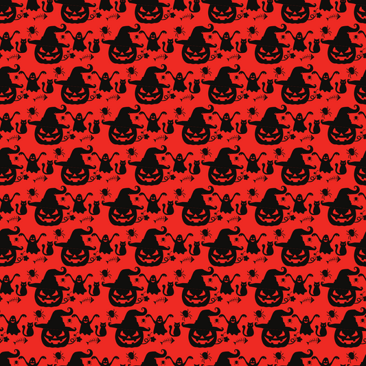 Jack - O' - Lantern, Ghost and Cat Spooky Halloween Pattern 1 Adhesive Vinyl