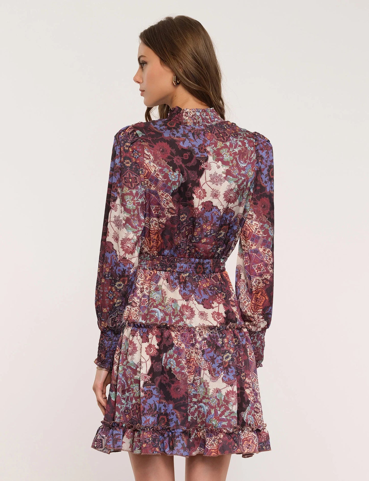 Rubie Ruffle Crepe Mini Dress