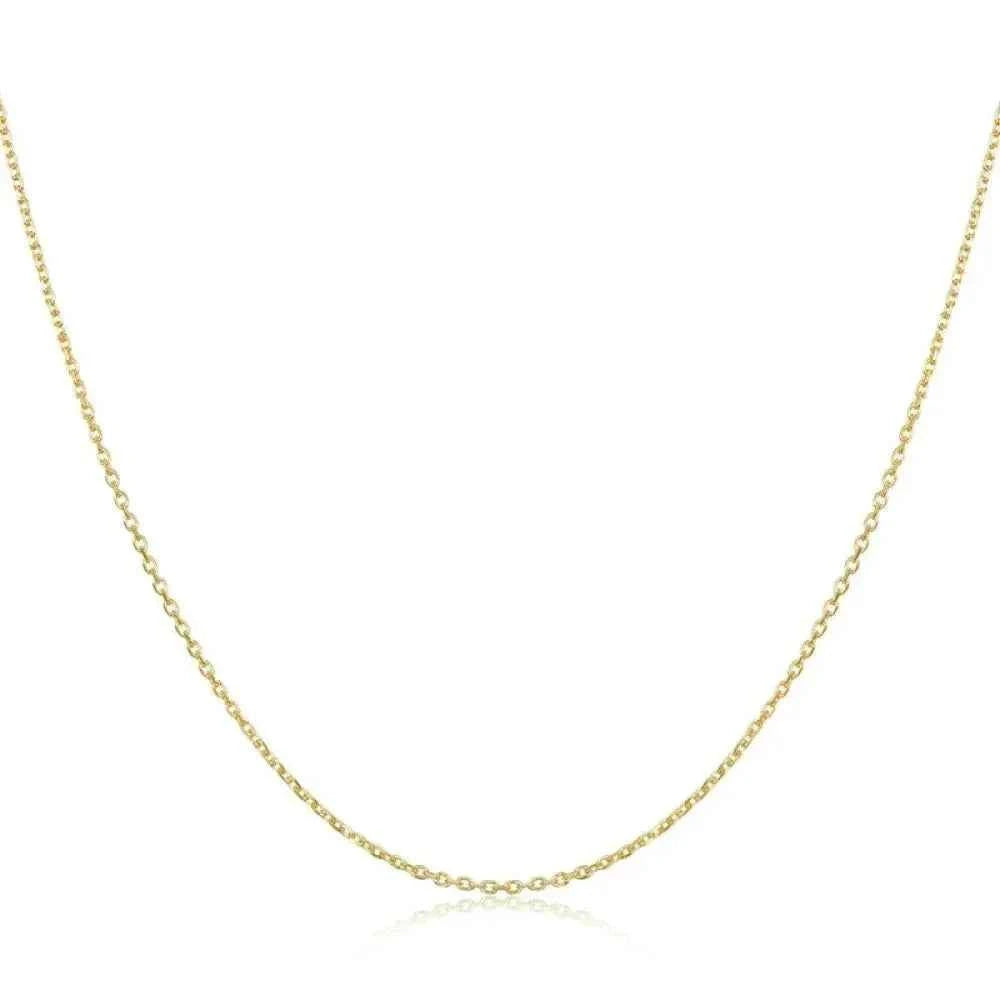 Authentic Gold Color 925 Sterling Silver Basic Cable Chain Necklace - Sca016