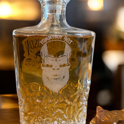 Personalized Rectangle Whiskey Decanter Set – Custom Engraved Decanter and Glasses for Men, Weddings, or Special Occasions