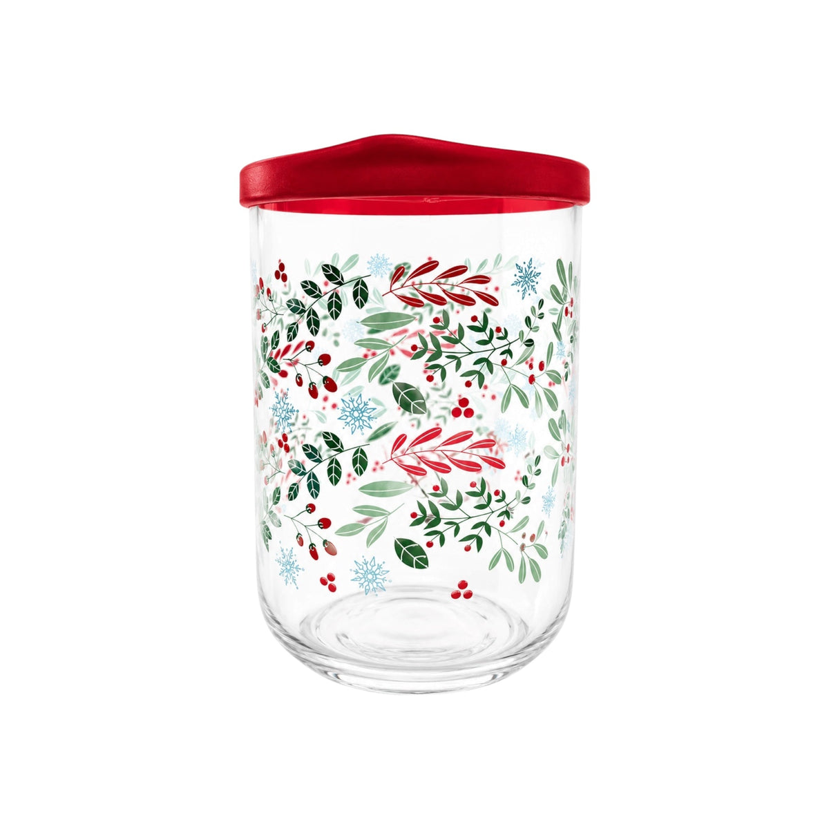 Holiday Glass Storage Jar with Red Lid 
Christmas Edition 34 oz - LAV DUO - 1 Piece