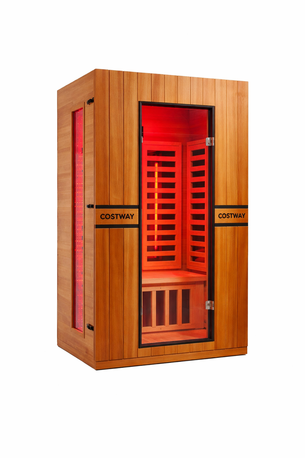 PREORDER NOVEMBER 2026-Costway 2-Person Dual Therapy Full Spectrum Infrared Sauna with Red Light Panel, WiFi App Control, Chromotherapy & Bluetooth – Okoume Wood- Fully Loaded Indoor Spa