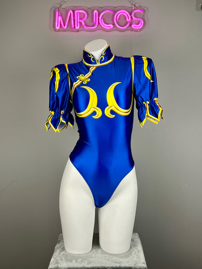 Super Hero Chun Li Spandex Cosplay Open Crotch Halloween Costume Bodysuit Sexy Lingerie