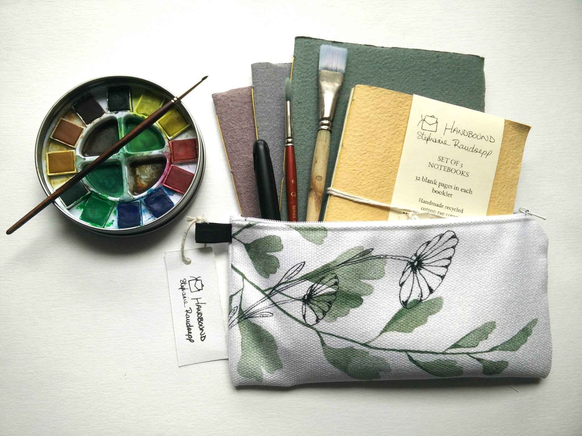 Zippered Cotton Canvas Pencil Case | Etched in Turquoise