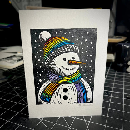 Frosty's Gay Apparel Holiday Card | LINOCUT CARD
