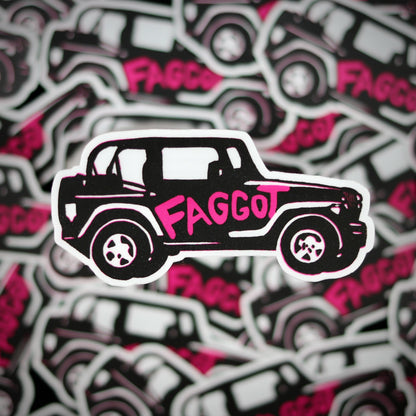 Faggot Jeep Sticker - Queer As Folk
