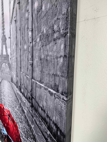 Canvas Wall Art-Red Umbrella Eiffel Tower-Printed Artwork
