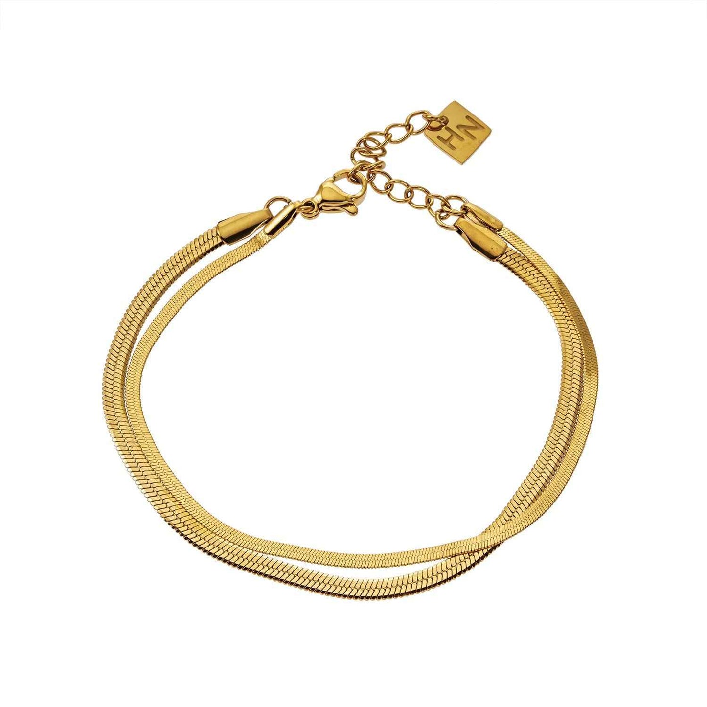 INESE: Snake-Skin Textured 2-Layer Gold Bracelet