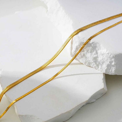 INESE LG: Snake-Skin Textured 2-Layer Gold Anklet