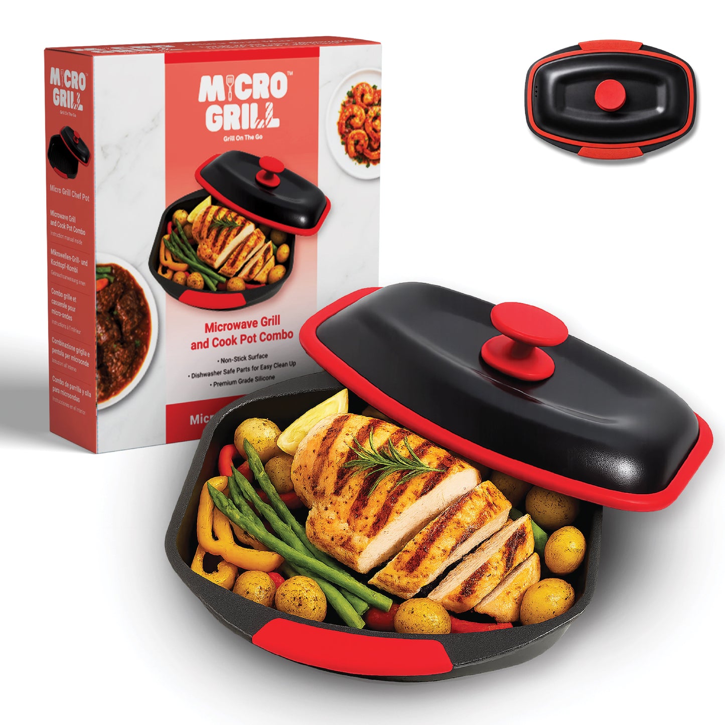 Micro Grill Chef Pot™ Mikrowellen-Kochtopf – Vielseitiger Mikrowellen-Speisekocher mit Deckel – Mikrowellengeeigneter Dampfgarer & Suppentopf – BPA-frei, spülmaschinenfest, ideal für schnelle Mahlzeiten & gesundes Kochen