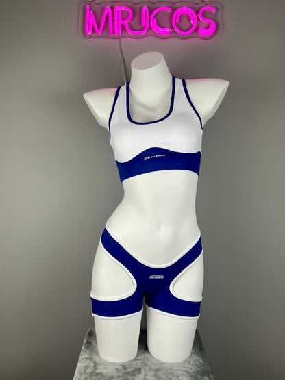 Anime Style 3-Piece Short Gymnastics Uniform Sports Tank Top with Sexy Cutout Shorts