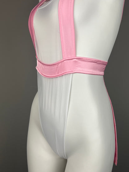 Sexy Maid Sheer Halter Bodysuit Lingerie Set with Headband