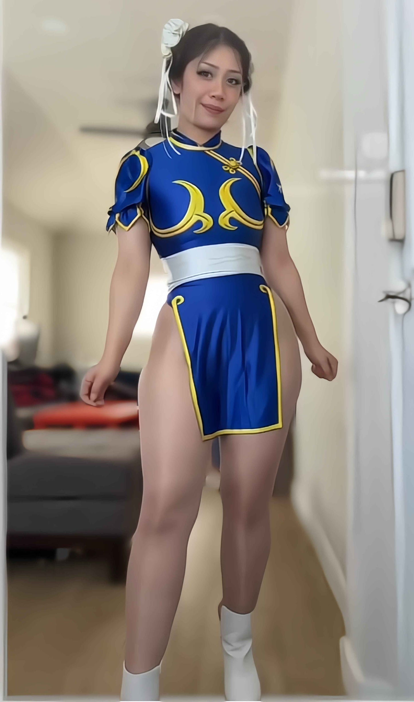 Super Hero Chun Li Spandex Cosplay Open Crotch Halloween Costume Bodysuit Sexy Lingerie