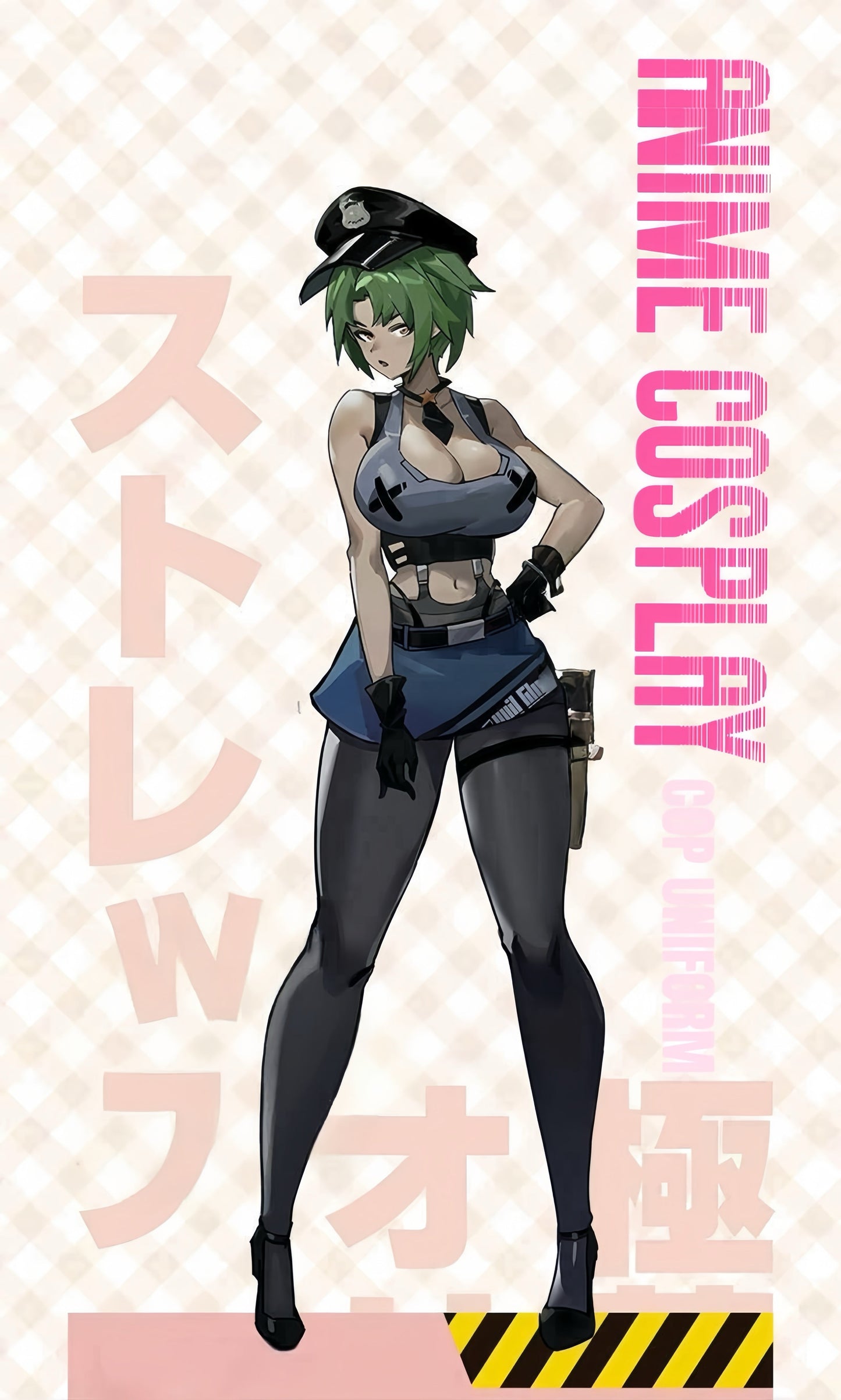 Anime Sci-fi Style Spandex Sexy Cop Cosplay Race Queen Costume Lingerie