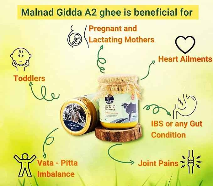 Indic Organics Forest Grazing Malnad Gidda Desi Cow's A2 Ghee | Pure Desi Cow Ghee | Cultured Premium Ghee