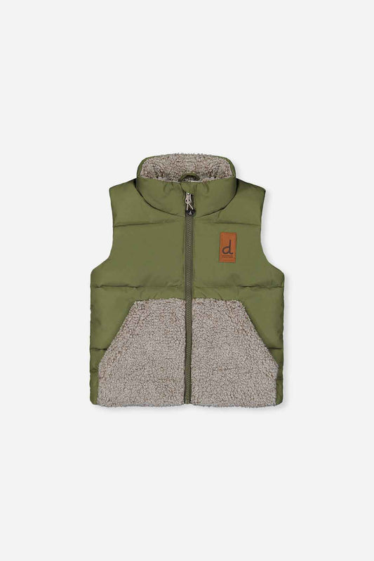 Sleeveless Mid-Season Vest Olive Green