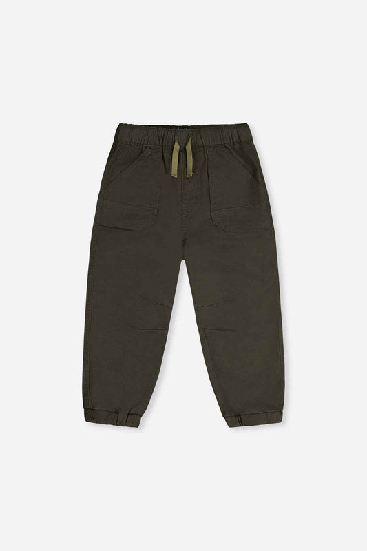 Stretch Canvas Jogger Pants Very Dark Green