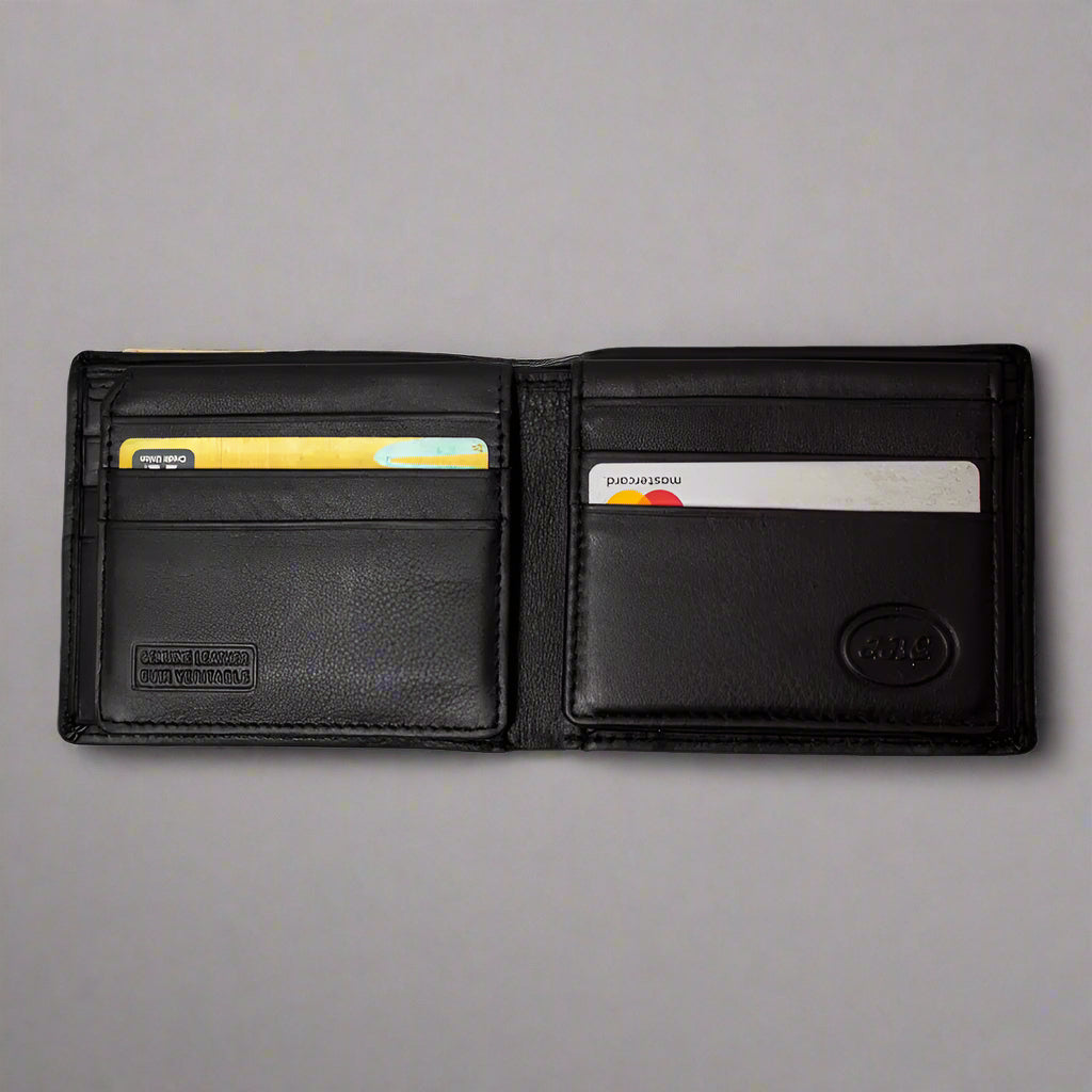 JBG International Men's Card Flip Up Bifold Leather RFID Wallet