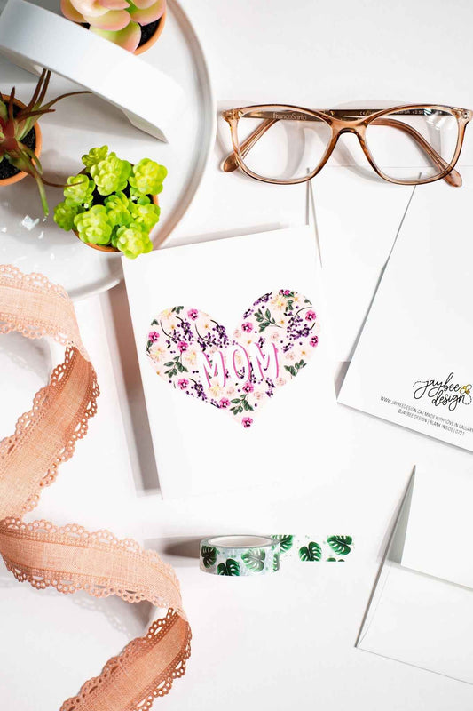 Mom (Floral Heart) - Greeting Card