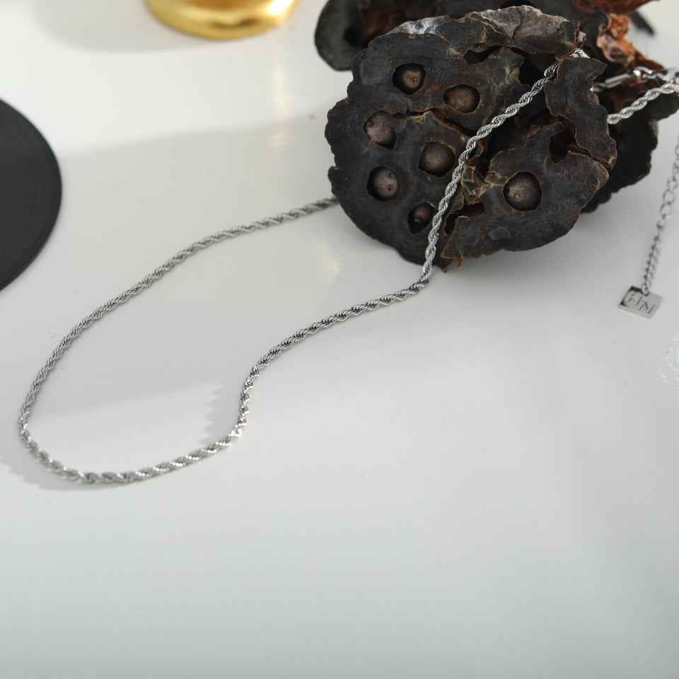 KIRA: Rope Chain Silver Necklace 24 Inches