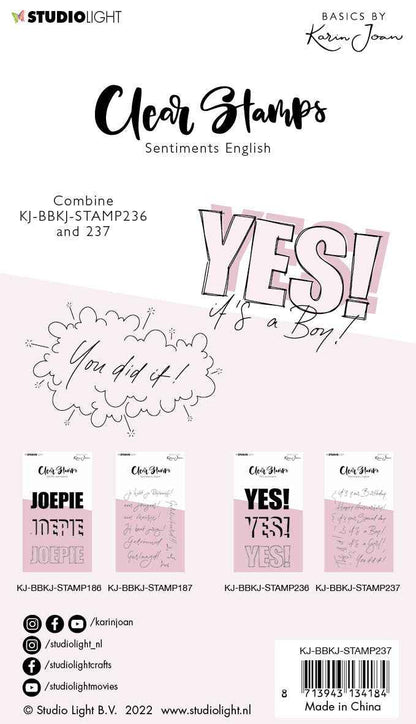 KJ Clear Stamp Sentiments Essentials 105x148x3mm 12 PC nr.237