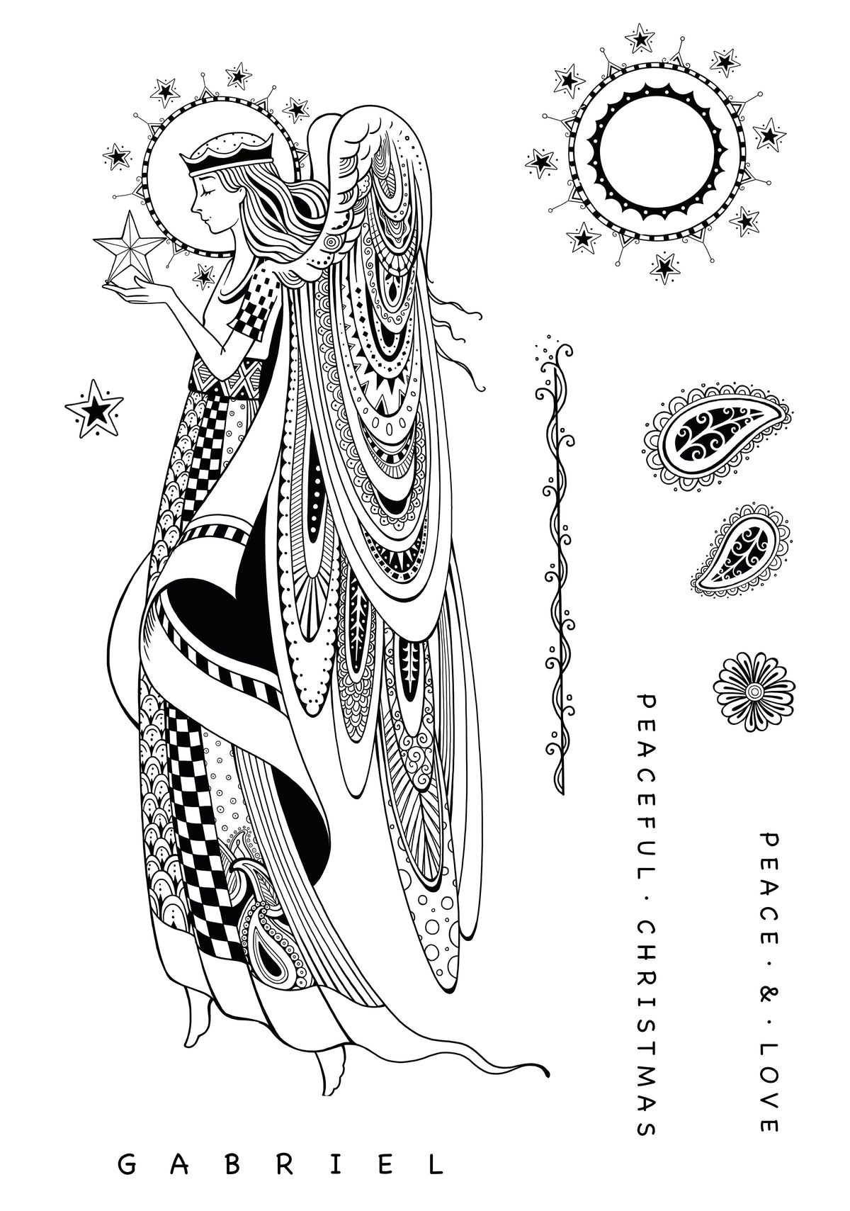 Katkin Krafts Gabriel 6 in x 8 in Clear Stamp Set