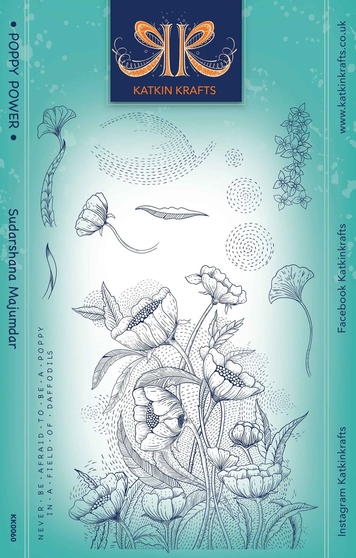 Katkin Krafts Poppy Power 6 in x 8 in Clear Stamp Set