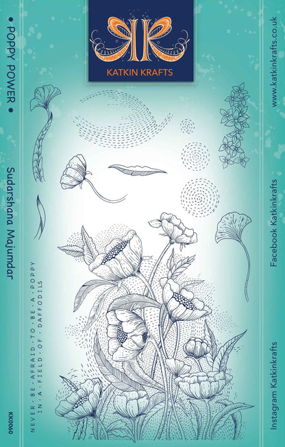 Katkin Krafts Poppy Power 6 in x 8 in Clear Stamp Set