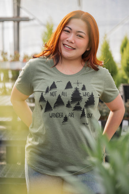 WANDER - Women's Eco Tee - Heather Army Green