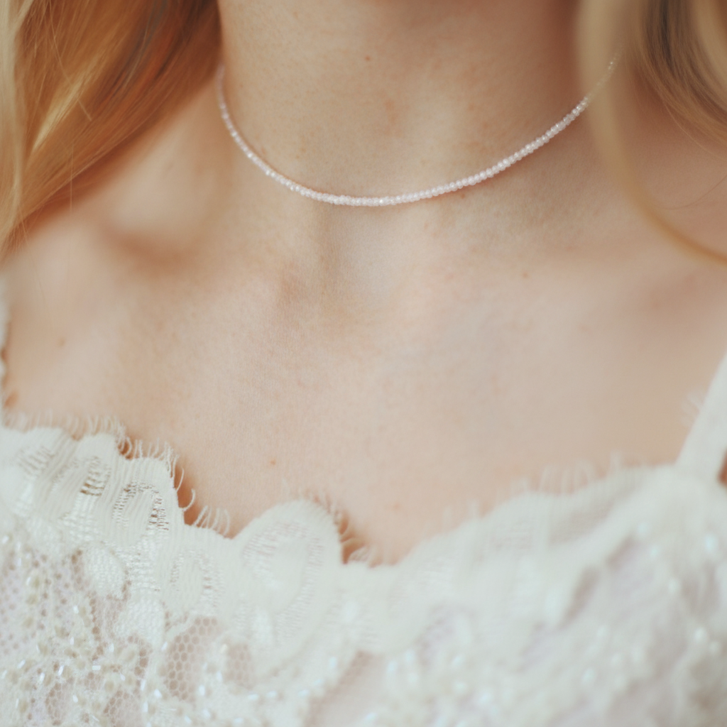 Kunzite Bead Necklace - 2-3mm