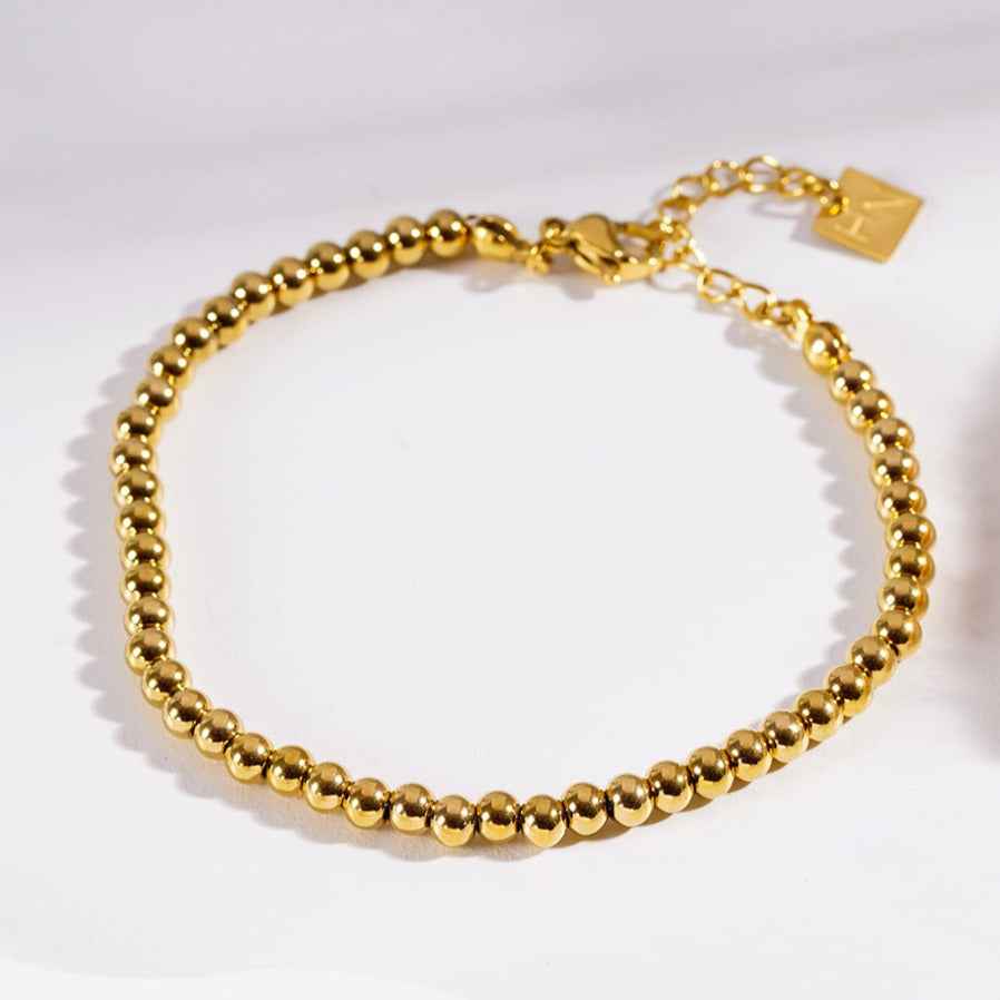 MANAMI Gold: Ball-Beads Contemporary Chain Bracelet