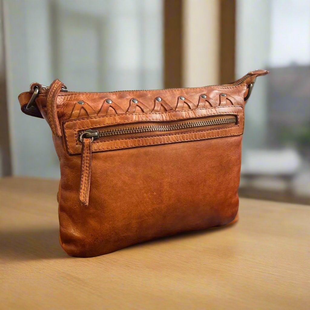 MET V Stitch Crossbody Leather Bag