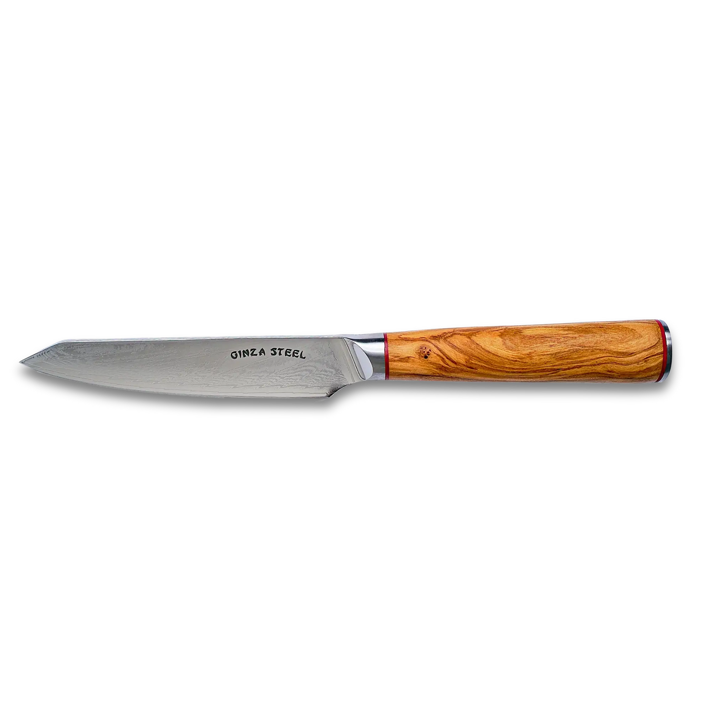 Ginza Steel MIA 12 Universalmesser 12,7 cm – Damast AUS10, 67 Lagen, Olivenholzgriff