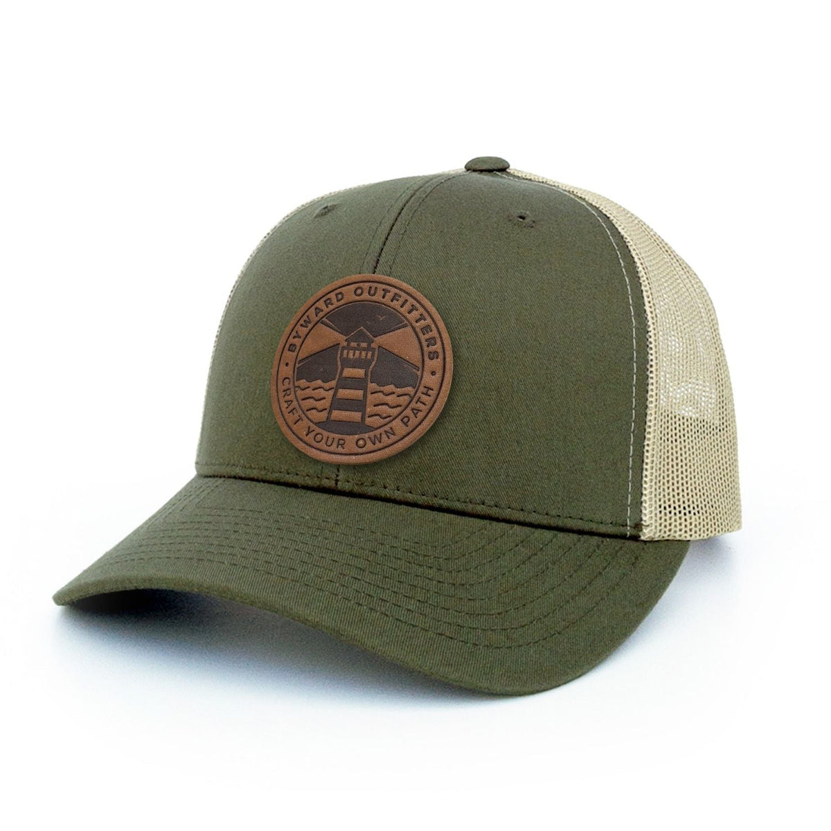 Maritime Lighthouse Leather Patch Trucker Hat