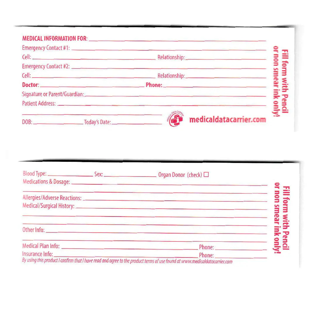 Medical Data Carrier – Essential Emergency ID for Riders & First Responders
